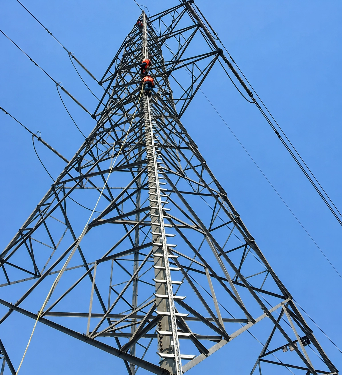 Fall safe ladder on transmission tower